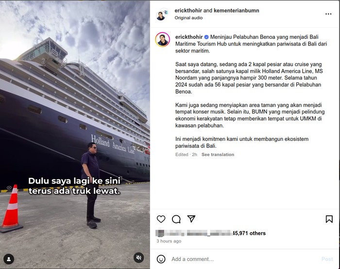 Erick Thohir di Pelabuhan Benoa Bali