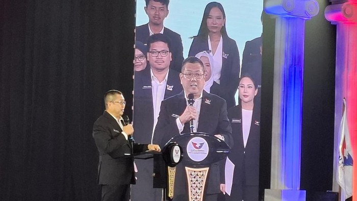 Ketua Majelis Persatuan Partai Perindo, Hary Tanoesoedibjo (HT), di acara HUT ke-10 Perindo di JIExpo Kemayoran, Jakarta, Sabtu (14/12/2024).