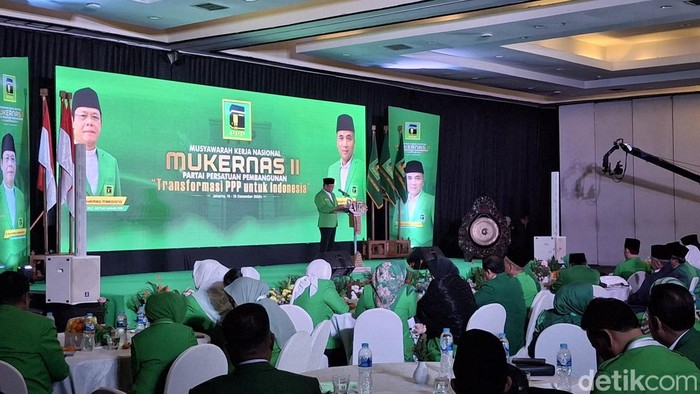 Plt Ketum PPP Mardiono membuka Mukernas PPP (Taufiq Syarifudin/detikcom)