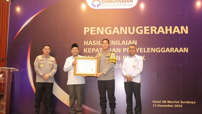 Polres Jombang Dianugerahi Kepatuhan Pelayanan Publik Ombdusman