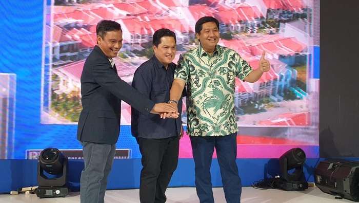 Menteri PKP Maruarar Sirait, Menteri BUMN Erick Thohir, dan Dirut BTN Nixon LP Napitupulu di BTN Property Expo