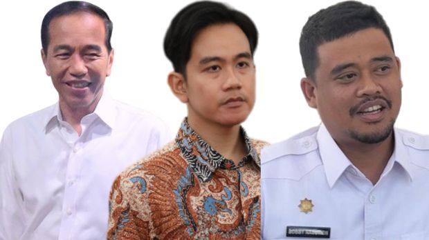 Foto Kombinasi Jokowi, Gibran, Bobby. (CNBC Indonesia)