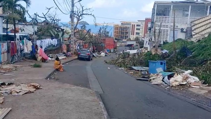 Debris is seen in the aftermath of Cyclone Chido, in Mamoudzou, Mayotte, France, December 15, 2024, in this screen grab obtained from video. John Balloz/via REUTERS THIS IMAGE HAS BEEN SUPPLIED BY A THIRD PARTY. MANDATORY CREDIT.