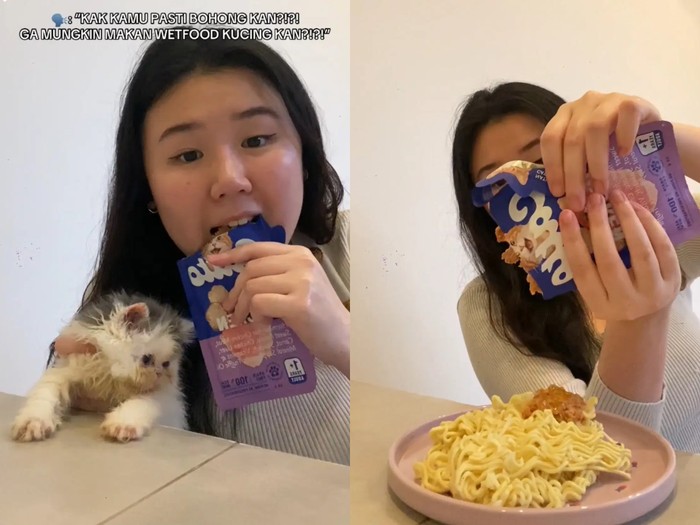Wanita IniSajikan Makanan Kucing sebagai Topping Mie Instan