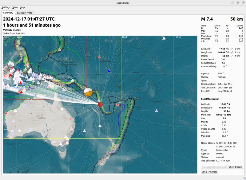 BMKG menyatakan wilayah Indonesia tak berpotensi timbulnya tsunami usai gempa bumi dengan magnitudo (M) 7,5 di Kepulauan Vanuatu. (dok BMKG)