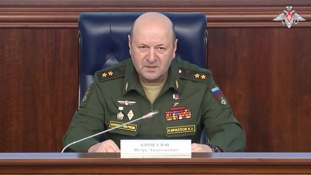 FILE PHOTO: Lieutenant General Igor Kirillov, chief of Russia's Nuclear, Biological and Chemical Protection Troops, attends a press conference in Moscow, Russia, in this still image from video released November 5, 2024. Russian Defence Ministry/Handout via REUTERS ATTENTION EDITORS - THIS IMAGE HAS BEEN SUPPLIED BY A THIRD PARTY. NO RESALES. NO ARCHIVES. MANDATORY CREDIT. WATERMARK FROM SOURCE./File Photo