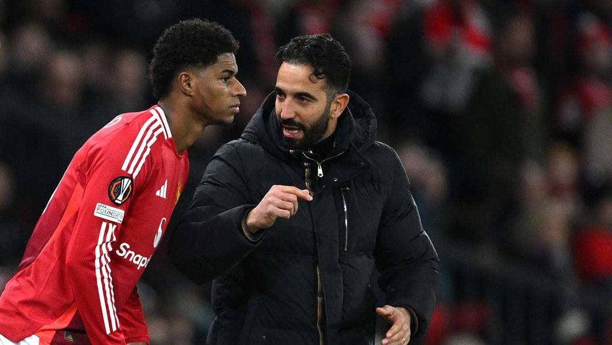 Rashford dan Amorim. Foto: Getty Images/Justin Setterfield