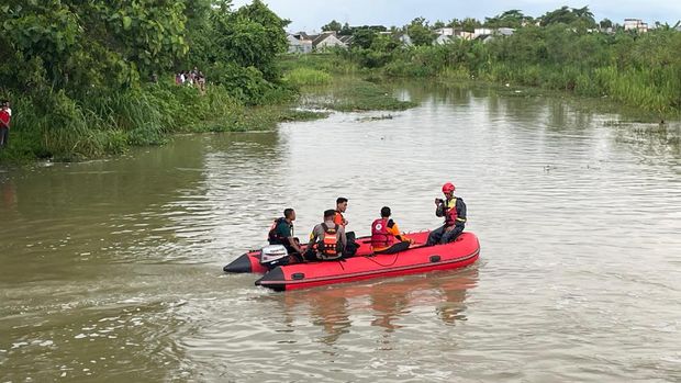Lokasi remaja tenggelam di dam sungai Desa Tanjung, Lamongan.