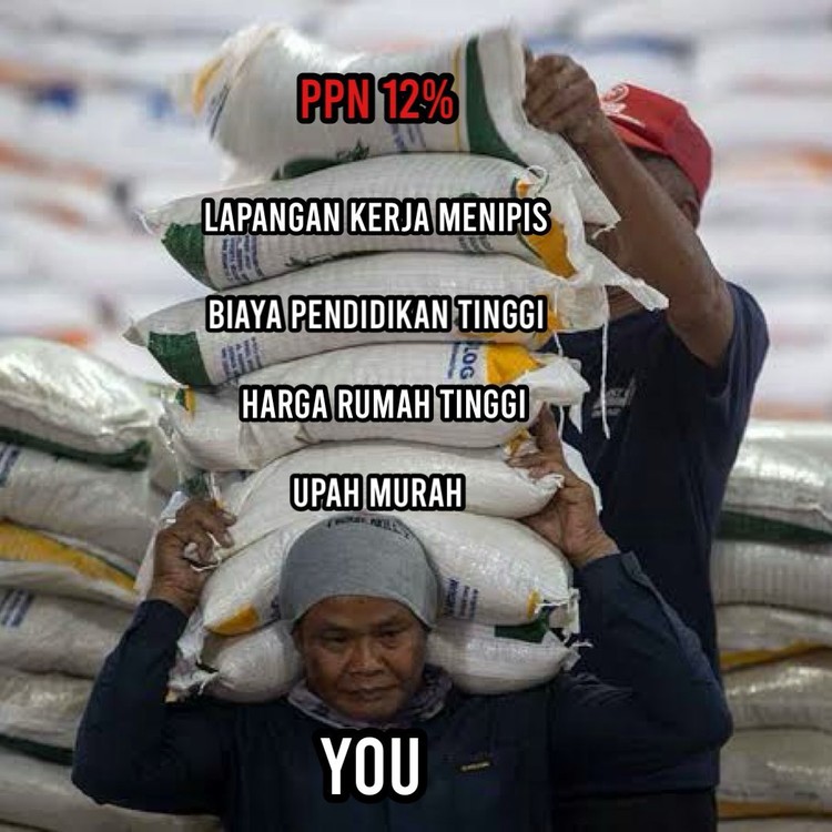 Meme Netizen Pajak 12% Mulai 2025, Semangat Gaes! Awal 2025, Pajak Pertambahan Nilai (PPN) akan naik dari 11% menjadi 12%.