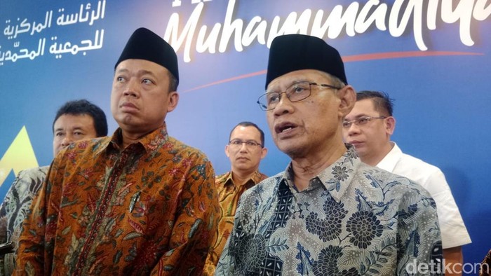 Menteri ATR/BPN, Nusron Wahid dan Ketua Umum PP Muhammadiyah, Haedar Nashir di kantor PP Muhammadiyah Jogja, Rabu (18/12/2024)