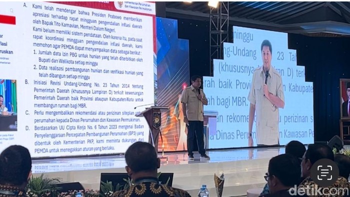 Menteri Perumahan dan Kawasan Permukiman (PKP) Maruarar Sirait di acara Rapat Koordinasi Nasional (Rakornas) Keuangan Daerah dan Penganugerahan APBD Award Tahun 2024. (Rumondang/detikcom)