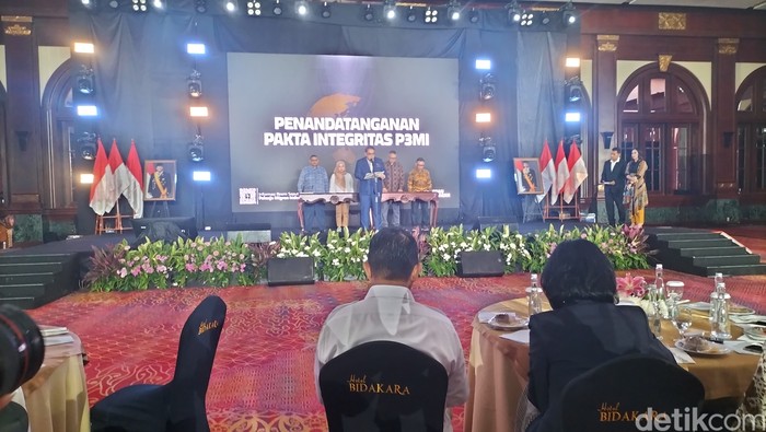 Penandatanganan pakta integritas oleh asosiasi Perusahaan Penempatan Pekerja Migran Indonesia (P3MI). (Maulani Mulianingsih/detikcom)