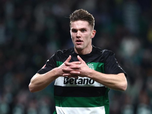 Soccer Football - Primeira Liga - Sporting CP v Boavista - Estadio Jose Alvalade, Lisbon, Portugal - December 14, 2024 Sporting CPs Viktor Gyokeres celebrates scoring their first goal REUTERS/Rodrigo Antunes