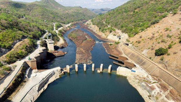 Parts of the Kariba Dam hydroelectric plant are seen from Siavonga district, Zambia November 8, 2024 REUTERS/Oliver Mubonde