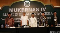 Ketua Umum MUI Anwar Iskandar dan Menteri Kesehatan Budi G Sadikin hadir dalam penutupan Musyawarah Kerja Nasional (Mukernas) IV di Hotel Grand Sahid Jaya, Jakarta, Kamis (19/12/2024).