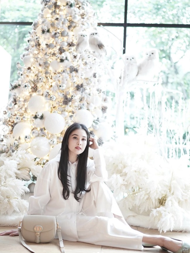Dekorasi pohon Natal 2021 di rumah Sandra Dewi tidak hanya dihiasi dengan burung hantu, tetapi juga hewan khas musim dingin seperti tupai dan rubah. Pernak-pernik putih turut memperindah pohon dan sekitarnya. Foto: dok. Instagram @sandradewi88