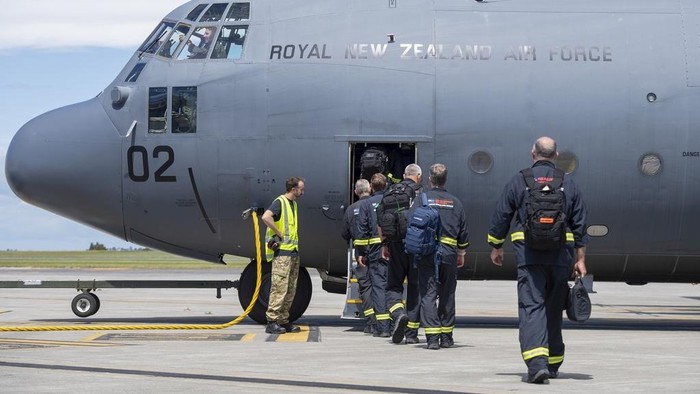 A Royal New Zealand Air Force Hercules C130 H is loaded up with supplies to deliver to Vanuatu, in Auckland, New Zealand, Wednesday, Dec. 18, 2024, following a strong earthquake that struck just off the coast of Vanuatu in the South Pacific Ocean, Tuesday, Dec. 17. (SGT Maria Eves/New Zealand Defence Force via AP)
