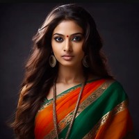 IndiaWanita di India dikenal dengan rambut mereka yang panjang dan lebat. Kecantikan mereka digambarkan ciri khas kulit cokelat, riasan mata smokey, juga bindi. Foto: Dok. Spencer Althouse / Midjourney