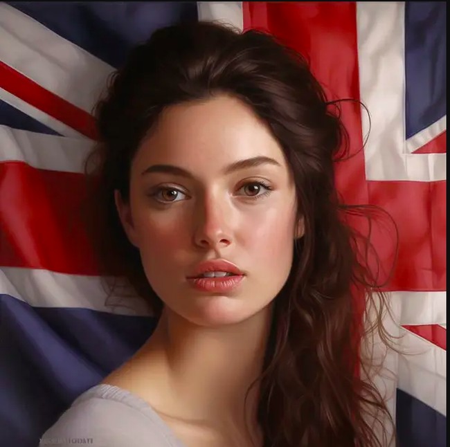 InggrisWanita tercantik versi AI dari Inggris punya perpaduan visual Kate Middleton dan Keira Knightley. Mata cokelat muda dan rambut ikal menjadi standar kecantikan di sana. Foto: Dok. Spencer Althouse / Midjourney