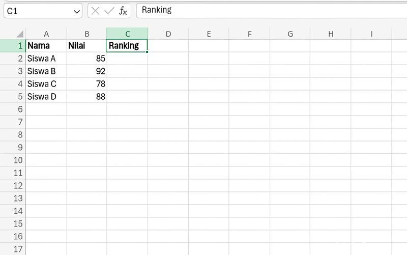 Cara Membuat Ranking Otomatis di Excel dan Solusi agar Tidak Ganda