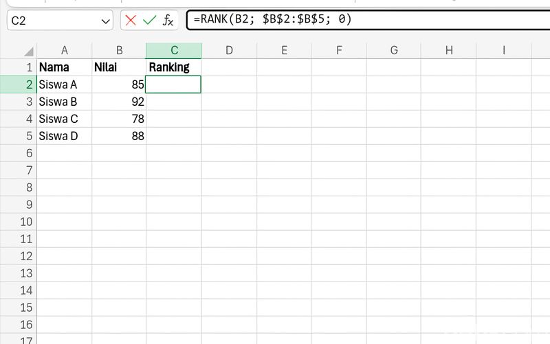 Cara Membuat Ranking Otomatis di Excel dan Solusi agar Tidak Ganda