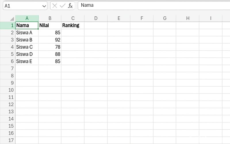 Cara Membuat Ranking Otomatis di Excel dan Solusi agar Tidak Ganda