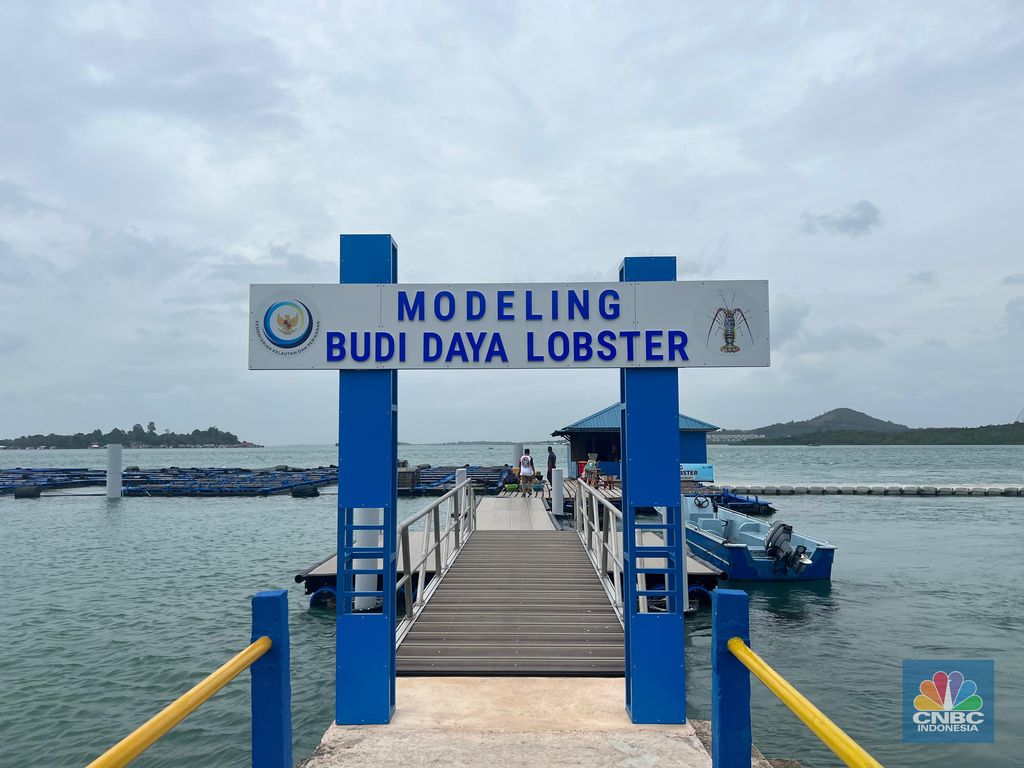 Gapura menuju tambak modeling budi daya lobster BPBL Batam. (CNBC Indonesia/Emanuella B)