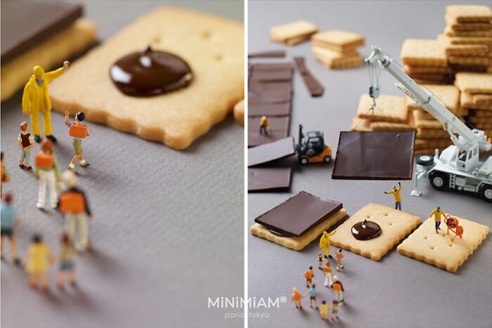 Kreatif! 10 Potret Miniatur Ini Menggunakan Latar Makanan