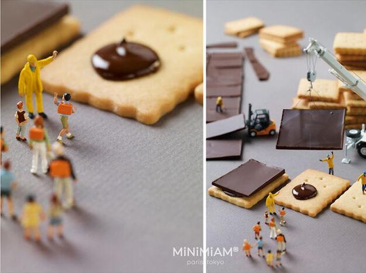 Kreatif! 10 Potret Miniatur Ini Menggunakan Latar Makanan