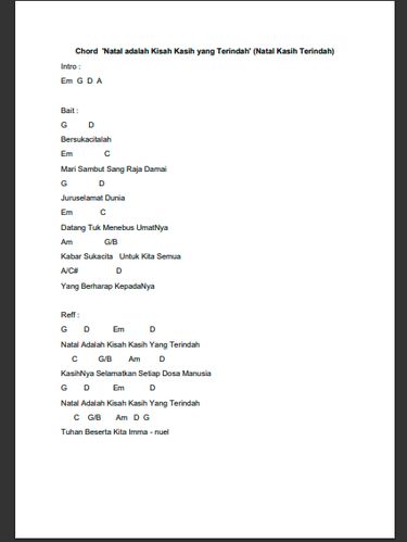 Chord Lagu 'Natal adalah Kisah Kasih yang Terindah' (Natal Kasih Terindah)