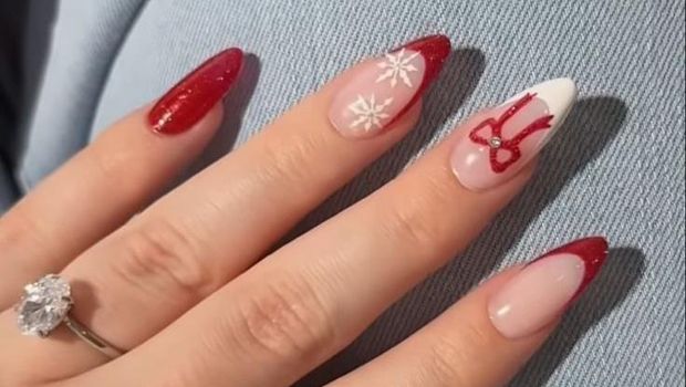 Coquette Nails Christmas. Foto: Pinterest/MJM