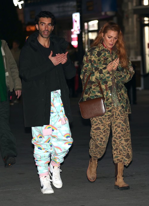 JERSEY CITY, NJ - JANUARY 12: Justin Baldoni and Blake Lively are seen on the set of 'It Ends with Us' on January 12, 2024 in Jersey City, New Jersey. (Photo by Jose Perez/Bauer-Griffin/GC Images)