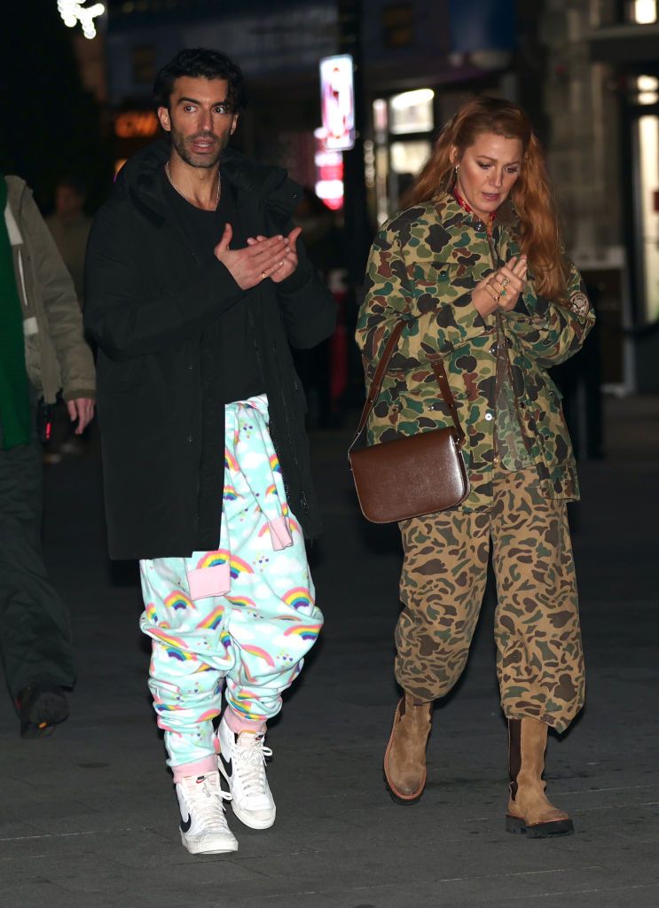 JERSEY CITY, NJ - JANUARY 12: Justin Baldoni and Blake Lively are seen on the set of 'It Ends with Us' on January 12, 2024 in Jersey City, New Jersey.  (Photo by Jose Perez/Bauer-Griffin/GC Images)
