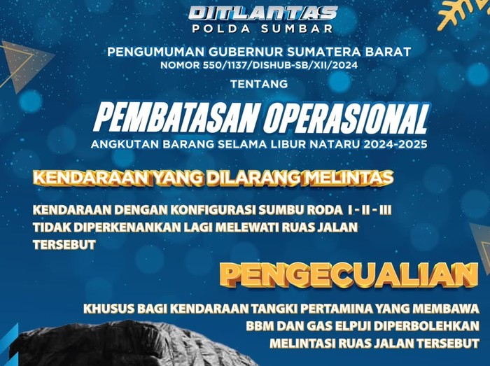 Pembatasan Operasional pada Operasi Lilin di Sumatera Barat dalam rangka libur Nataru.