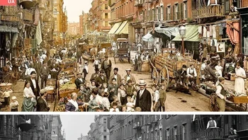 Kota New York, Mulberry Street, pada tahun 1900. Foto: Mario Unger/Brightside