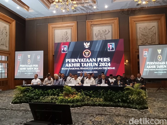 BNPT menyampaikan pernyataan pers akhir tahun 2024. (Maulani Mulianingsih/detikcom)