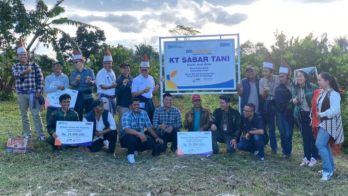 BRI menyerahkan bantuan alat pertanian ke petani di Perdagangan, Simalungun (Foto: Istimewa)