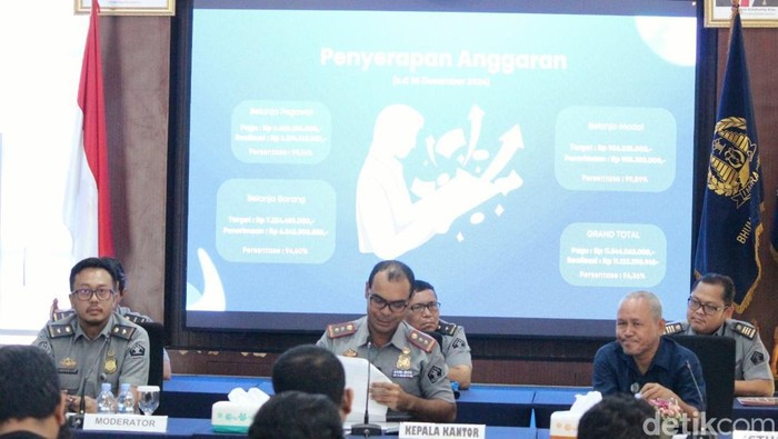 Kepala Imigrasi Kelas I Non TPI Karawang Petrus Teguh Aprianto saat rilis akhir tahun di kantor Imigrasi, Jalan Siliwangi, Kabupaten Karawang