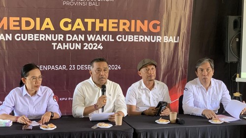 Media gathering KPU Bali di Denpasar, Senin (23/12/2024). (Rizky Setyo/detikBali)