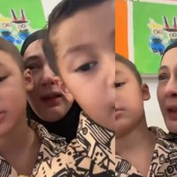 Lagi-lagi Paula tak dapat menahan rasa haru bertemu kedua putranya. Ia pun kembali menangis hingga membuat matanya terlihat sembab. Foto: Instagram/@paula_verhoeven