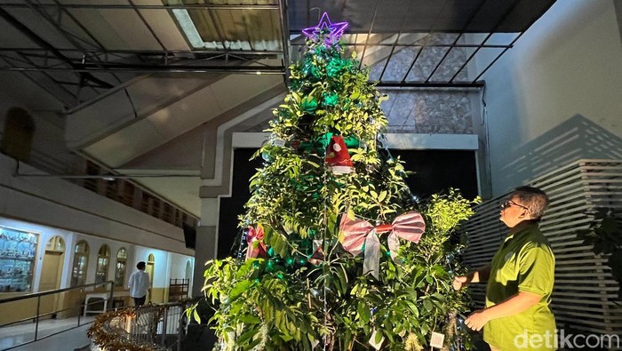Pohon Natal di Gereja Kristus Raja Surabaya dari susunan tanaman