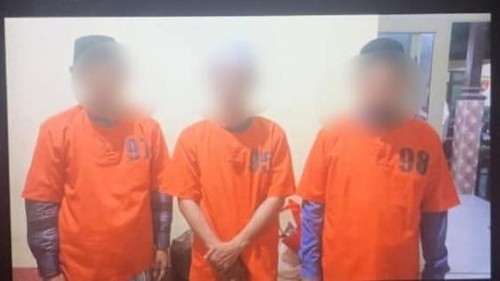 Tiga tersangka pemerkosaan santriwati di ponpes Lombok Barat, NTB.