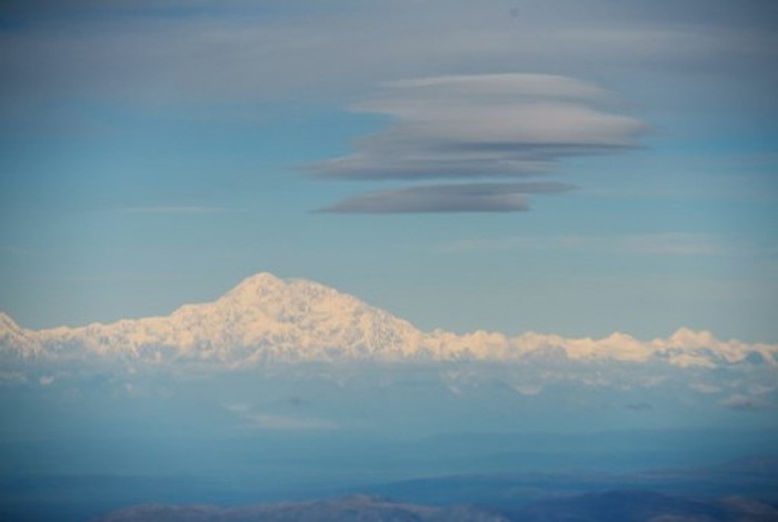 A photo taken from Air Force One shows Denali which was formerly known as Mount McKinley on August 31, 2015. US President Barack is to announce the restoration of the Koyukon Athabascan name of 