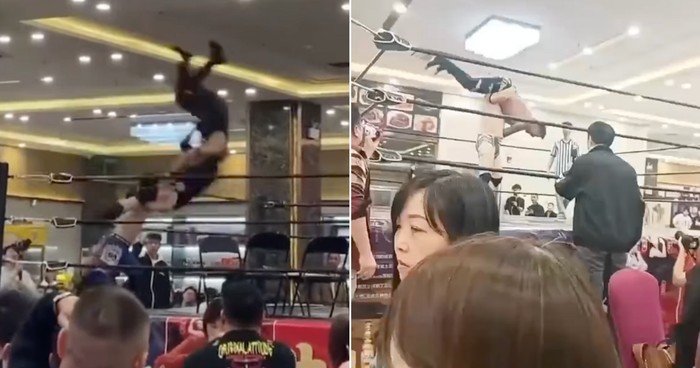 Di Restoran Ini  Bisa Makan Dimsum Sambil Nonton Pertandingan Gulat