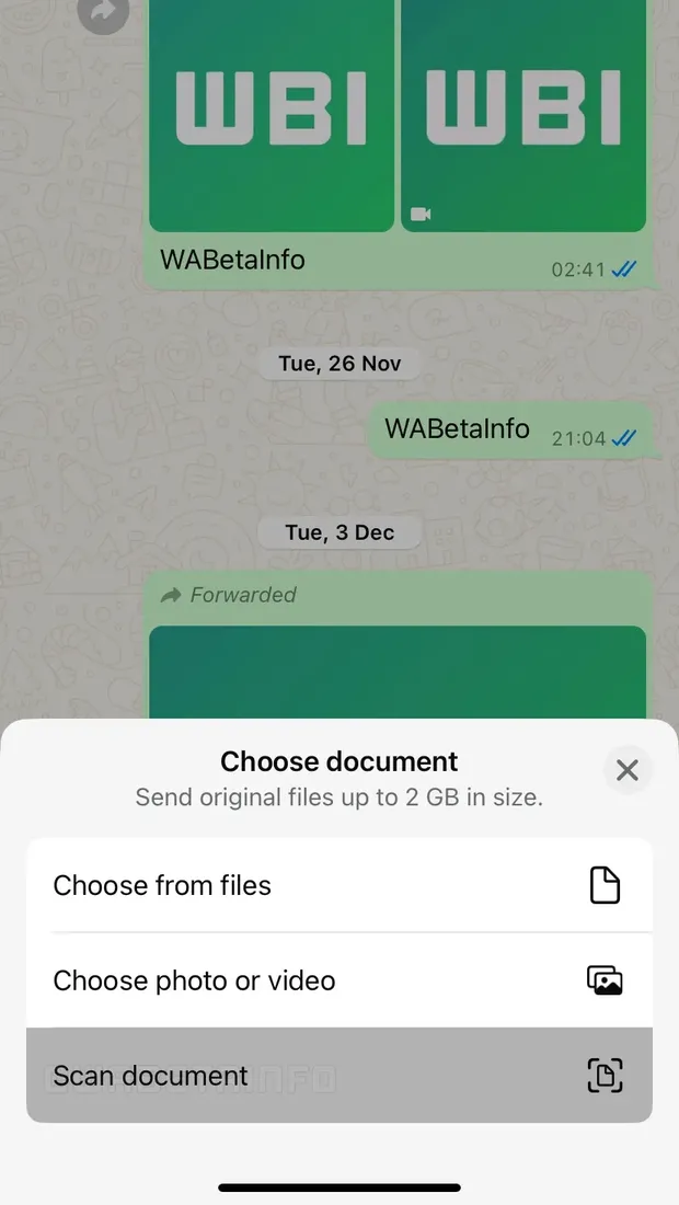 Fitur scan dokumen di WhatsApp