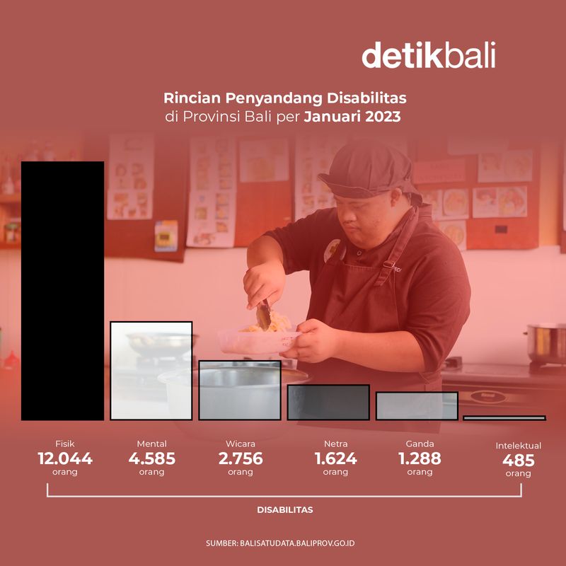 Infografis rincian penyandang disabilitas di Provinsi Bali per Januari 2023.