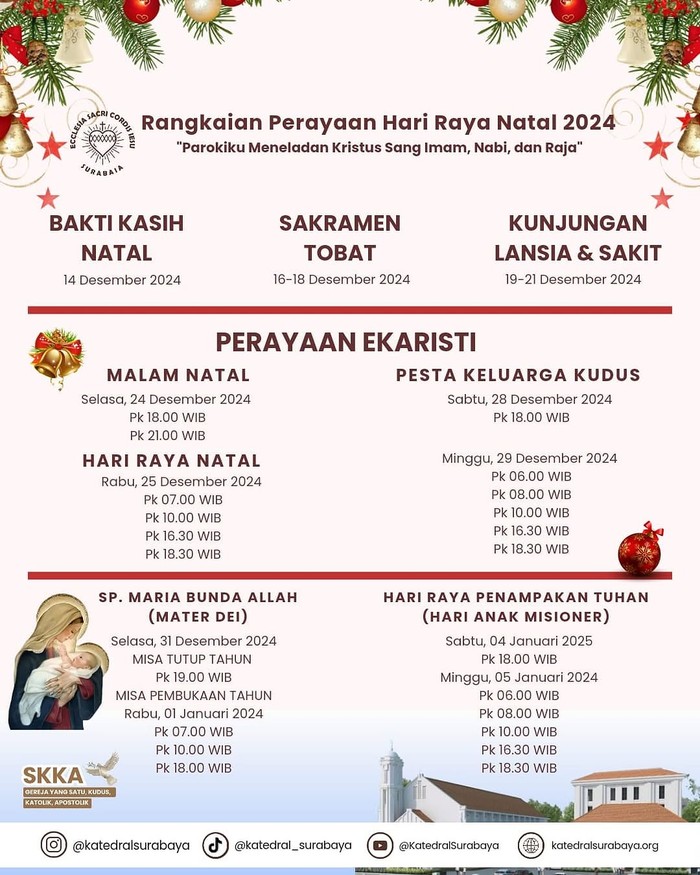 Jadwal Misa Natal 2024 Gereja Katedral Surabaya.