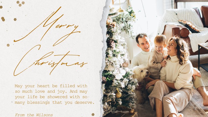 Kartu Ucapan Natal 2024 Aesthetic dengan Foto Keluarga