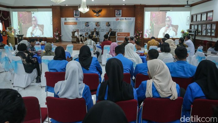 Suasana seminar 'Crisis Communication in The Post-Truth Era' di Universitas Pancasila, Jakarta, Selasa (24/12/2024).