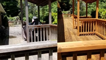 “Saya merestorasi dek kayu merah! Pertama kalinya bekerja dengan noda eksterior.” Foto: Boredpanda